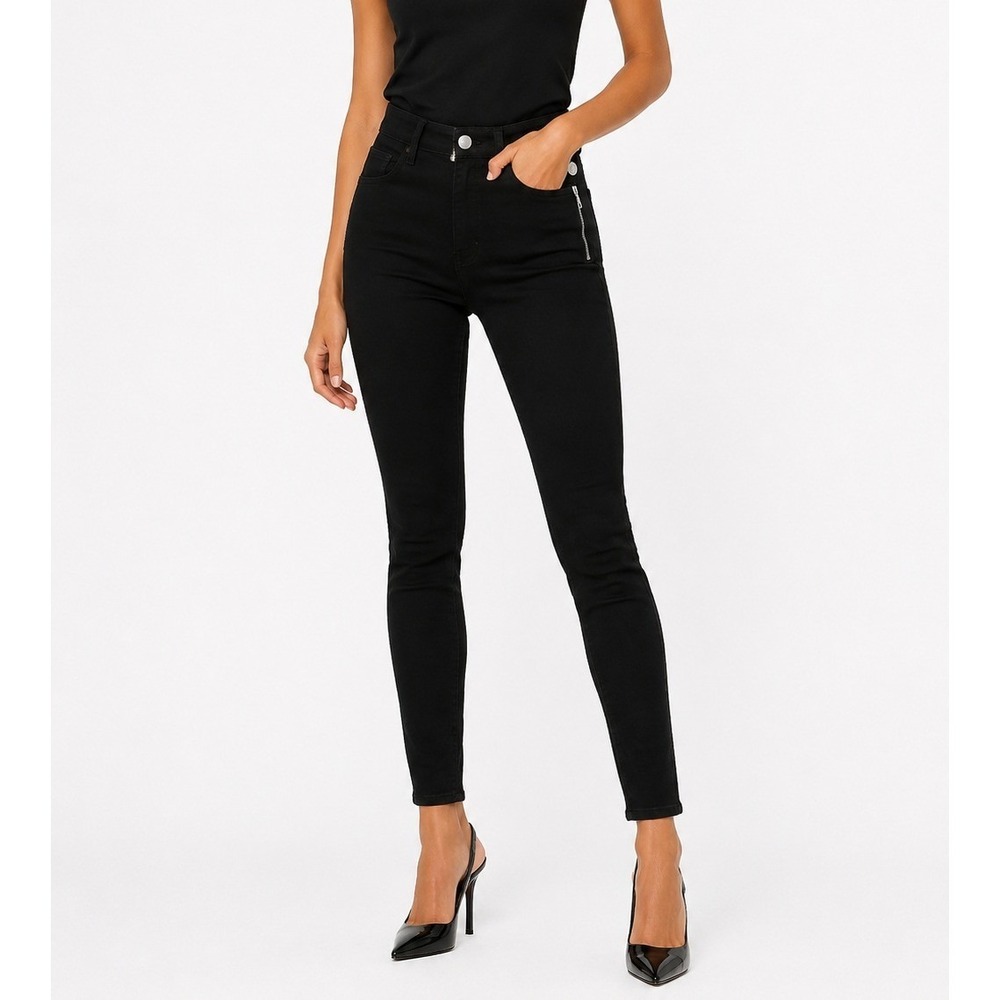 Reiss‎ Hedy Black High Rise Skinny Jeans Size 28 Side Zip Stretch Denim NWT